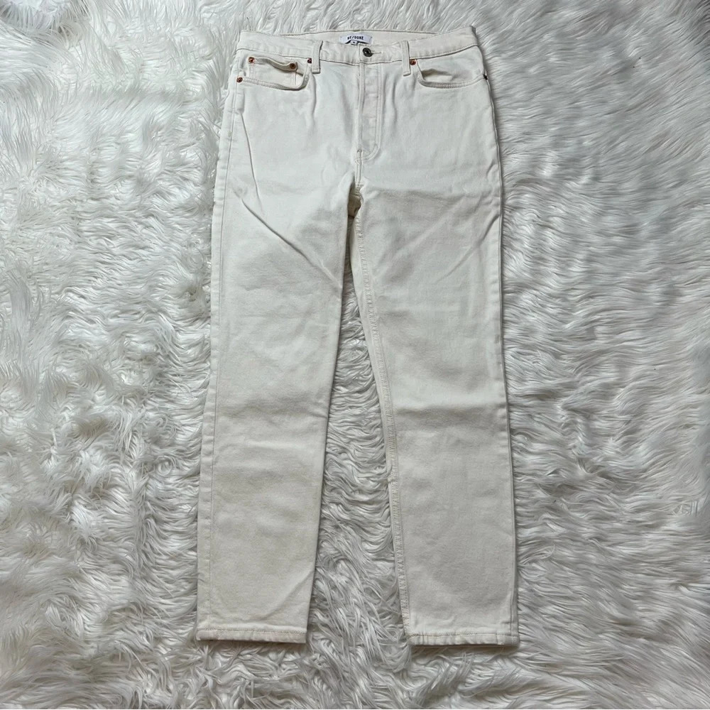 RE/DONE 90s High Rise Ankle Crop Jeans Vintage White Denim Casual Women’s 30 - Picture 2 of 12